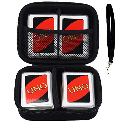 Preisvergleich Produktbild Brappo Hartschalenkoffer mit Aufbewahrungstasche für UNO Karten, Kartenhalter mit herausnehmbarem Teiler (Schwarz)