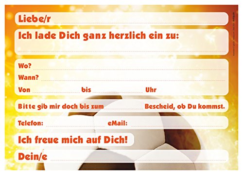 12 Stück (11+1) Fussball Einladungskarten zum Kindergeburtstag / Geburtstagseinladungen Jungen Mädchen Kinder Einladungen Fussballparty Einladungstext Vorlagen Feuer Ball Geburtstag Karten Set - 3