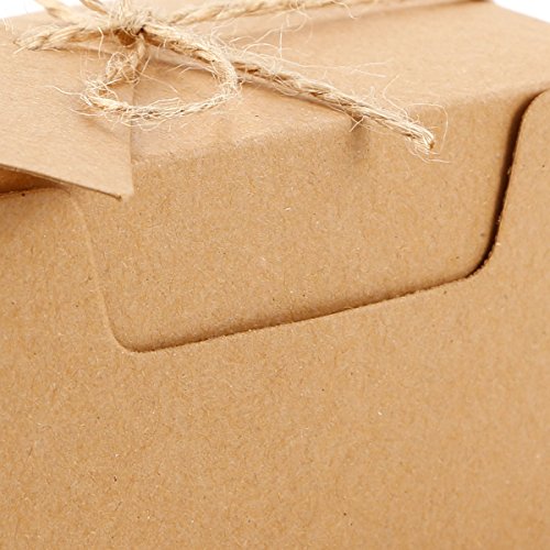 50 x 10*6*6cm Kraftpapier Geschenkbox Geschenkschachtel Kartonage Geschenkverpackung Cupcake Box Aufbewahrungsbox Gastgeschenk mit Geschenkanhänger Hochzeit Party Tischdeko - 6
