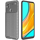 Ehr. Xiaomi Redmi 9C ile Uyumlu Kamera Korumalı Darbe &Ouml;nleyici Carbon Brushed Silikon Kılıf (Siyah, Xiaomi Redmi 9C)