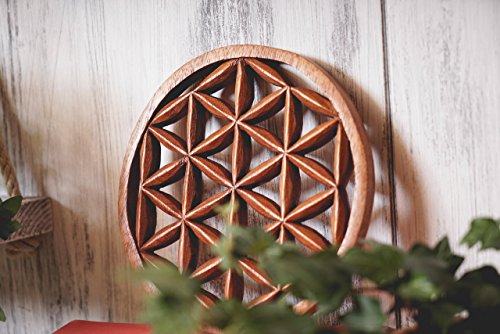 Wand Deko ~ ALYAH ~ Blume des Lebens – 20 cm – Handgearbeitet – aus Holz (ws260-2) - 9