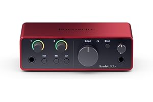 Focusrite Scarlett Solo 4.ª gen. interfaz de audio USB para guitarristas, cantantes o productores. Grabación con sonido de es
