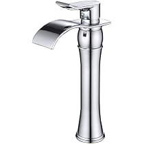 Hoher Badezimmer-Wasserfall-Wasserhahn Chrom – Einhandmischer Für Waschbecken Mit Rechteckigem Auslauf