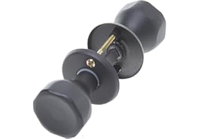 Aqbau® Poignée de Porte Bouton Rotatif sur Rosace Noir – Bouton de Porte Métal, Robuste et Ergonomique | Ensemble Complet, Montage Facile, Sécurisé pour Enfants et Animaux