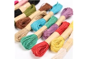 RUIYWEN 12 Rotoli di Corda di Canapa in Iuta Naturale da 1 mm per Artigianato Fai-da-te, Confezioni regalo, Giardinaggio e Floristica (12 Colori)