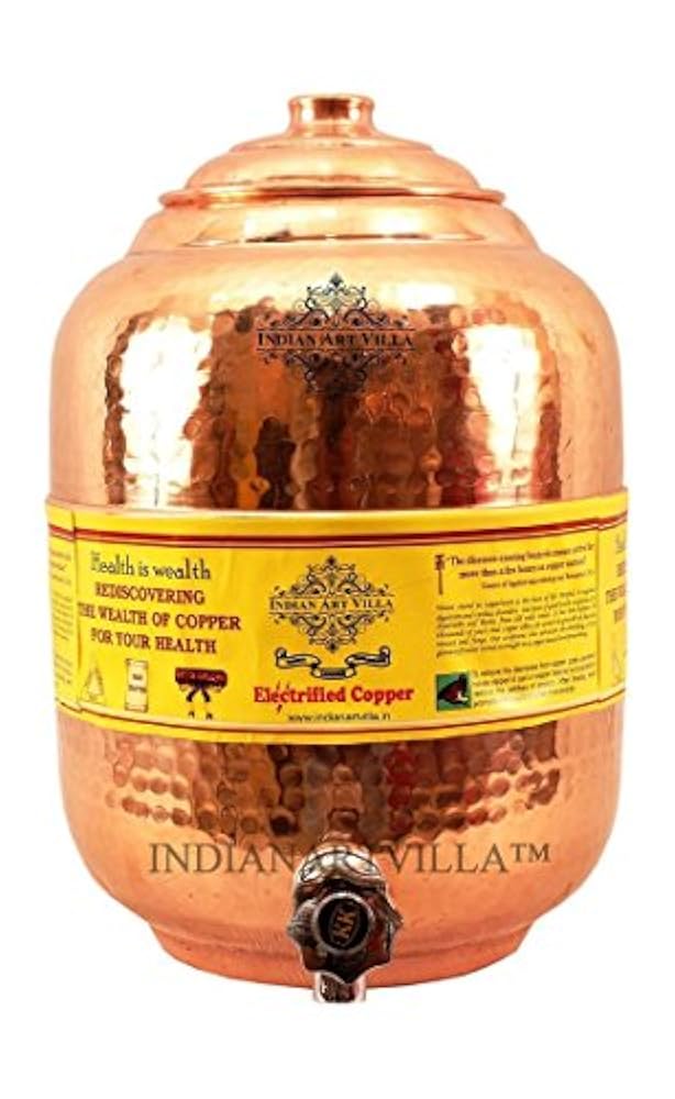 indischen Kunst Villa reines Kupfer 5 Ltr. Wasser Topf Speicher mit Wasserhahn Küche Home Garten Gesundheit