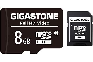 Gigastone 8 GB Micro SD-kort, FHD-video, övervakningskamera actionkamera drönare professionell, 80 MB/s Micro SDHC klass 10