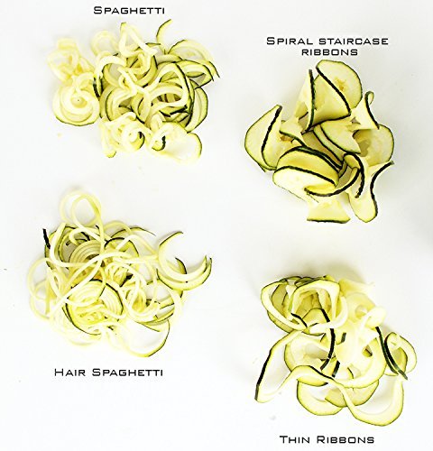 Spiralina – Gemüsespirale – 4 Einstellungen Spaghetti / Julienne and Spiralschneider für Gemüse für Bratpfannen, Salate oder Nudelgerichte + Handschutz + Rezeptbuch und manuelle - 2