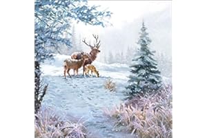 Crafty Things 4 x Paper Napkins -Deer Family - Ideal for Decoupage/Napkin Art