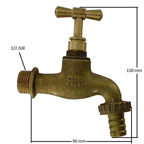 Auslaufventil / Wasserhahn / Gartenhahn für Gartenschlauch, mit Kopf - 3