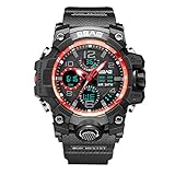 EUCoo Herren Sportuhr Multifunktions Im Freien Wasserdichte Wecker Leuchtende Tpu Led Elektronische Quarz Armbanduhren(D)