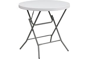 Flash Furniture Elon 2.63-Foot Round Granite White Plastic Folding Table
