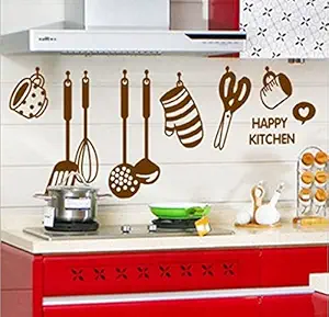 Decals Design StickersKart Wall Stickers Stylish Kitchen Art (Brown)