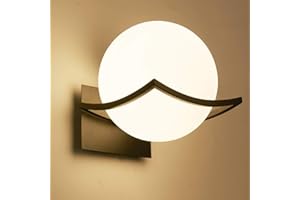 KRUIHAN Applique Murale Intérieure Lampe Boule Abat-jour en Verre Lampe de Chevet Murale,Applique Murale Chambre et Salle de Bain,Noir(Ampoul E27 non Incluse)