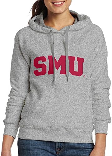Women's SMU Mustangs Athletic Pullover Fleece Hoodies 100% Cotton Hoded Sweatshirts -  Grey - 