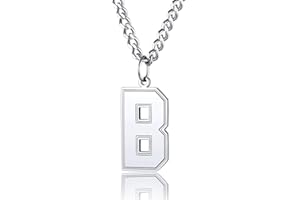 ChainsPro Inspiration Baseball Number/Initial Pendant with 22'' Curb Chain for Men Women Boy,Can Custom Photo,Silver/Gold/Black (with Gift Box)
