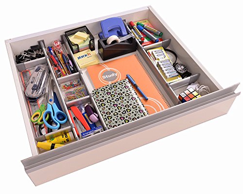 Verstellbarer Schubladen-Organizer Küche, eleganter modularer Schubladeneinsatz aus Aluminium – Set aus 9 Trennelementen (mittelgroß | für Schubladen 44,5 cm – 50 cm Länge) von Practical Comfort - 3