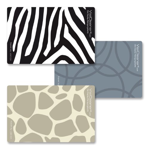 3x POLYCLEAN VisiCleaner Reinigungskarte aus Microfaser P-9000 â€“ Streifenfreie Displayreinigung im Scheckkartenformat (8,5 x 5,5 cm, 3 StÃ¼ck) (Zebra, Giraffe)