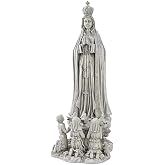 Design Toscano Our Lady of Fatima B&uuml;y&uuml;k &Ouml;l&ccedil;ekli Heykel, antika taş, B&uuml;y&uuml;k