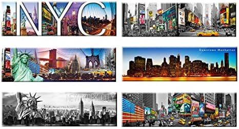 6 set - New York Panoramic Photo Magnets NYC Souvenir Gift Set 5x1.6 Inches by Universal Souvenir