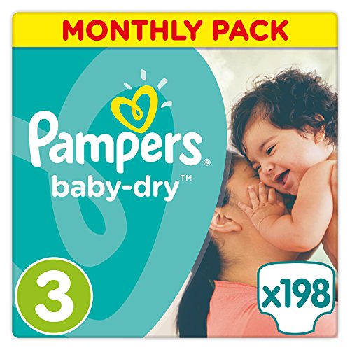 Pampers Baby-Dry Nappies Monthly Saving Pack - Size 3, Pack of 198