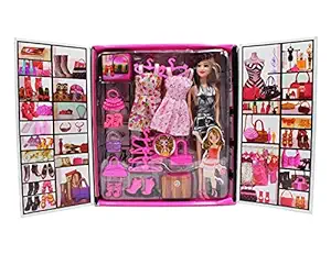 FLIPBOAT Girls Fashion Doll with Dresses Makeup and Doll Accessories