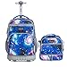 Produktbild Trolley Rucksack mit Kühltasche für Jungen,Tilami Schultrolley Schultaschen Schulrucksack mit Isoliertasche Lunchtasche für Kinder Junge und Mädchens Klasse 3-12 Sternenhimmel