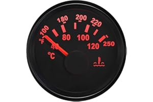 ELING Yachts Auto Car Pointer Style 2'' Indicatore temperatura acqua Misuratore di temperatura 40-120 ℃ con retroilluminazione 52mm 9-32V