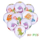 Volumen de suministro: 50 piezas de globos de dinosaurio de látex, estampados de dinosaurios.