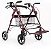 Produktbild Rollator aus Edelstahl Rotfarben Walker klappbar Rollwagen 4 Räder Leichtgewichtrollator mit Sitzfläche und Korb