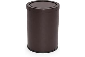 MAPLES Luxury Leather Coated Swing Bin 9 Liter – Stylish Waste Bin with Easy Push Swing Lid, Durable & Easy-to-Clean Trash Can for Home, Office, Hotel Rooms, Bathrooms & Living Spaces