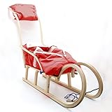 inkl. Handwärmer Rot HolzFee Colint Baran 110 SL Alaska Rot Hörnerrodel Baby Schlitten Schiebelehne Winter Fußsack Handwärmer
