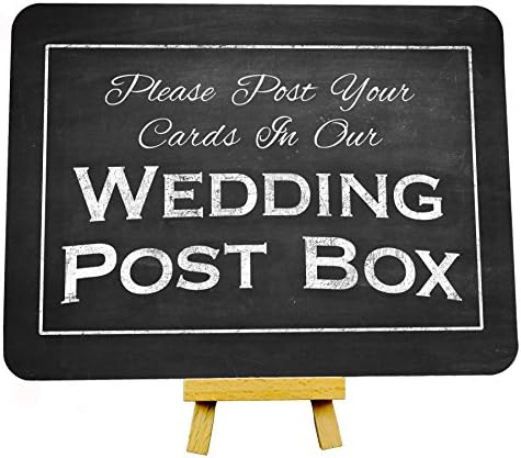 Chalkboard Style Wedding Post Box Metal Sign With Stand