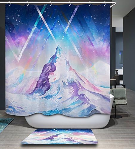 KISY Waterproof Mildew-Resistant Bath Shower Curtain Art Iceberg Frozen Mountain Stars Polyester Bathroom Shower Curtain (180cm×180cm)