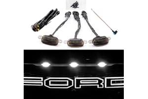 AUXLIGHT Car Accessories, 3PCS LED Grille Lights with Fuse & Wire, Compatible 2004-2019 for-d F150 Raptor Style Aftermarket Grill, 2013-2018 R-am 1500 Grill (White)