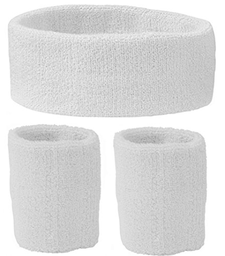Schweißband Set 3 tlg. Für Kopf und Arm - weiss