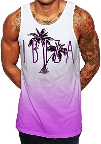PPH Mens Summer Vest Tops - Ibiza Miami Vests, Mens Tank Tops, Holiday Vest, Gym Clothes