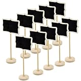 10 pizarras mini de madera rectangular con soporte y palo para boda, fiesta, soporte rectangular con puntas