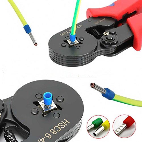 0.25-6.0mm² Selbstjustierende Draht-Ferrule Crimpzange Set, GOCHANGE Zwinge Klemmzange Abisolierzange Automatisches Crimpwerkzeug für isolierte, unisolierte Drahtseil-Ratschenkabelschuhe - 4