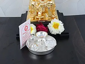 GoldGiftIdeas Silver-Plated Pooja Thali Set with Chandan (Silver)