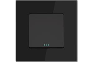 PULSAR Wechselschalter Unterputz Glas Schwarz 1 Fach, Lichtschalter 86x86mm Moderner Schalter Wandlichtschalter Wippschalter Einzeln
