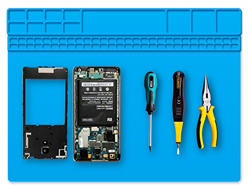 BTSHOW Hitzebeständige Lötmatte/Lötunterlage Silikon Hitzeschutzmatte/Projektmatte/Reparaturmatte Tisch-Arbeitsmatte Profi Schweißmatte zum Hochtemperatur Lötstation, Lötkolben, Heissluftgebläse, Werkbank Reparatur Operator Station für Elektronikreparatur 40x30CM - 2