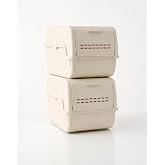 2'li Mini Boy Patates Soğan Sepeti BPA Free Sebzelik Organizer Kutu Motek Krem 8 L