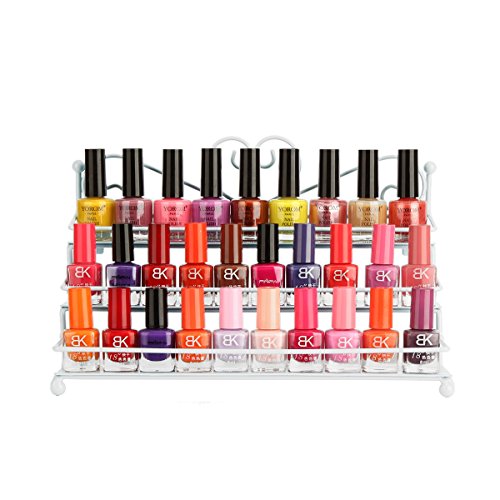 Dazone® Wandregal mit 3 Metall Ablagen für Nagellack oder ätherische Öle Nagellack zur Selbstmontage Aufbewahrung Display Regal (Weiß) - 2