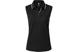 JINSHI Women's Sleeveless Polo Shirts V-Neck Cotton Casual Tennis Golf Work Top