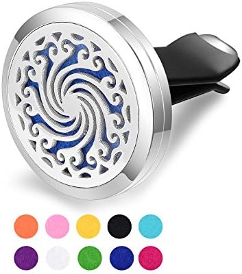 Office Home Car Essential Oil Diffuser Locket Clip Aromatherapy Stainless Steel 10 Washable Felt Pads
