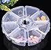 Kobwa(TM) 6 PCS 8 Compartments Round Plastic Storage Box Bead Organizer Display Containers Clear White