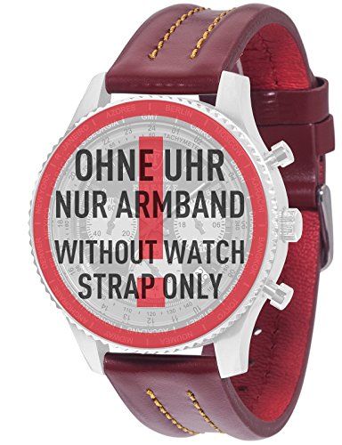 DETOMASO Firenze 20 mm Uhren-Armband Dunkel-Rot Leder Edelstahl-Dornschließe Neu AB_169