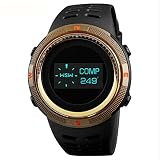 XHL Art Wasserdichte Herrenuhren Neue Mode Casual LED Digital Outdoor Sportuhr Männer Multifunktions Student Armbanduhren,Gold