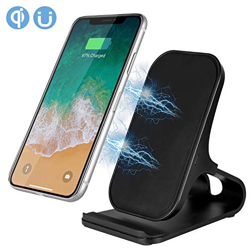 Drahtloses Ladegerät, Fast Wireless Ladegerät Pad Stand für Samsung Galaxy Note 8 S8 S8 Plus S7 Edge S7 S6 Edge Plus Note 5, Standard-Lade für iPhone X 8 8 Plus (ohne Netzteil) (Schwarz)